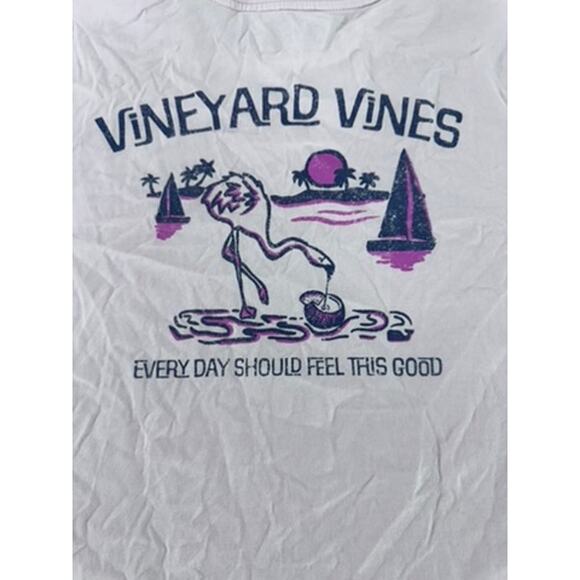 "Vineyard Vines" Pink Pocket T-Shirt SZ XL Flamingo Beach Pocket Sailboat Summer - Picture 9 of 10